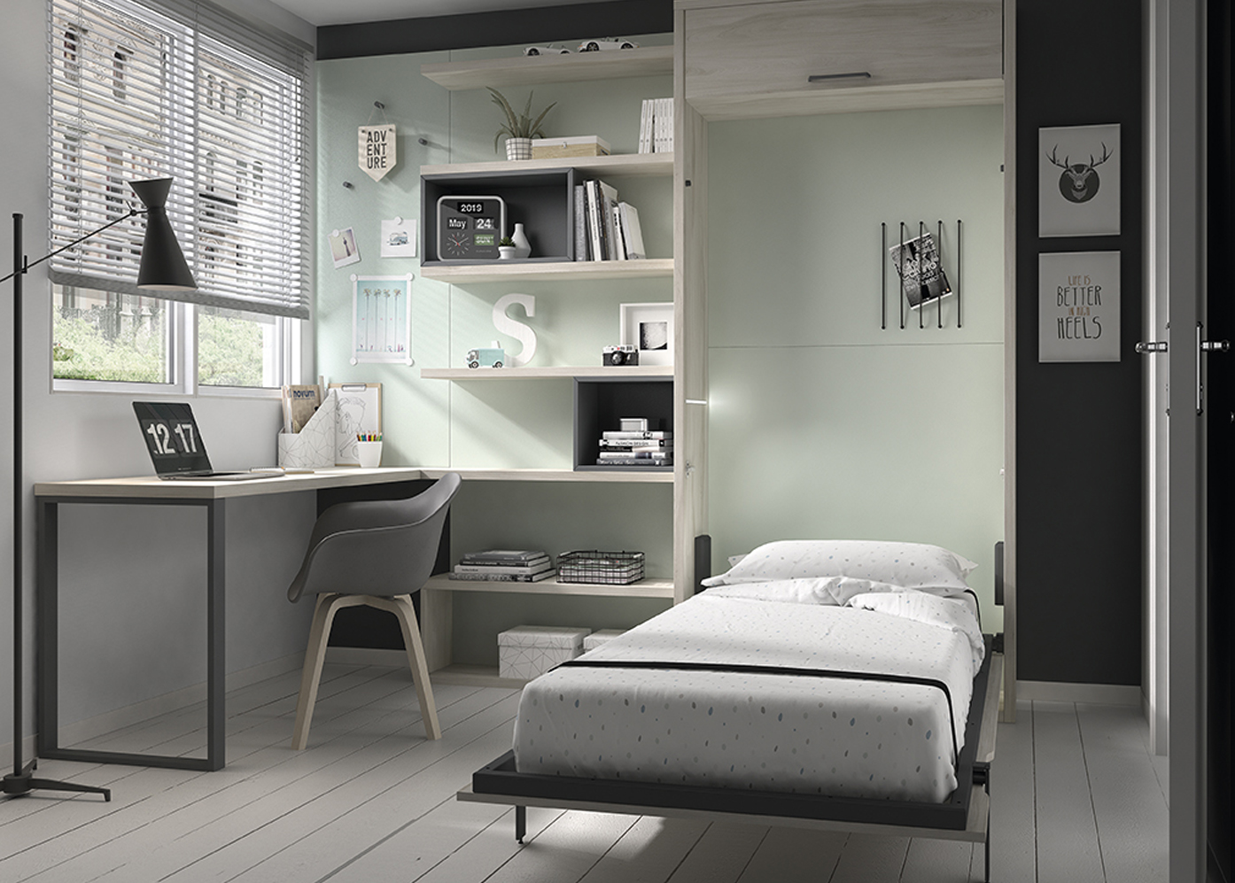 Dormitorio Juvenil Romo 02 cama vertical | magicmoble