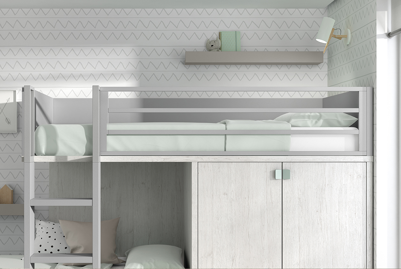 Dormitorio Juvenil Romo 10 litera tren armario | magicmoble