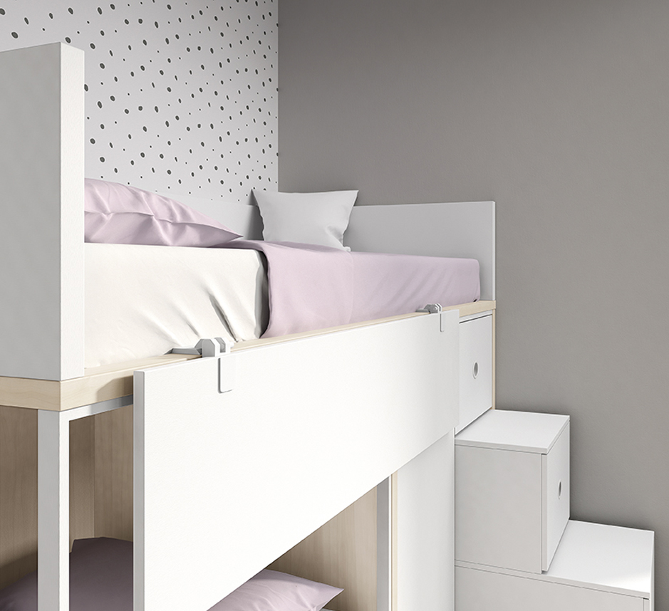 Dormitorio Juvenil Romo 11 litera tren con armario | magicmoble