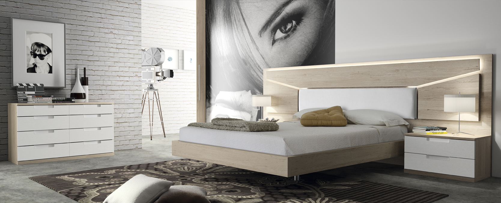 Dormitorio Gleos 01 color Nature y blanco poro | magicmoble